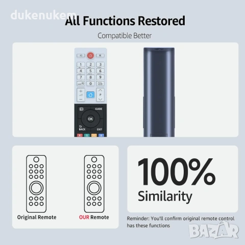 Дистанционно управление за Toshiba 4K UHD TV, UK, U, L и V серии, без настройка, снимка 2 - Дистанционни - 53042296