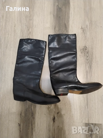 Черни ботуши от естествена кожа