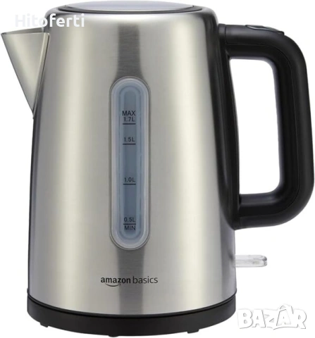 Ел. кана от неръждаема стомана Amazon Basics 1.7L, сребриста