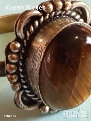 Старинен пръстен с камък ТИГРОВО ОКО етно стил 31902, снимка 7 - Пръстени - 52545806