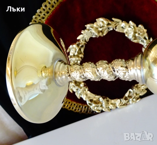 Бронзови чаши за вино 250 мл.,лози,грозде,позлата. , снимка 7 - Антикварни и старинни предмети - 52228396