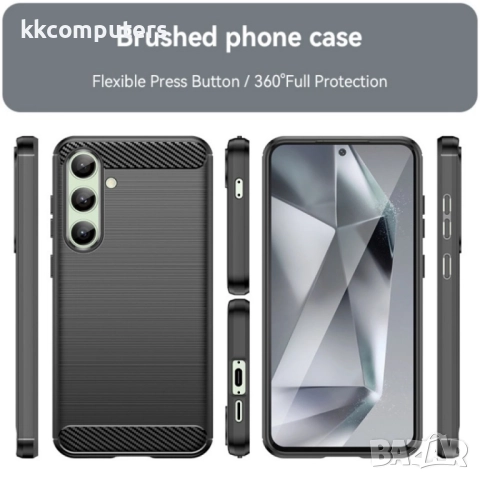 Samsung Galaxy S24 FE 5G Удароустойчив Carbon Fiber Калъф и Протект, снимка 4 - Калъфи, кейсове - 52649798