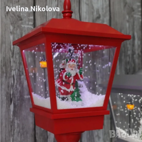 Декоративна коледна лампа с Дядо Коледа, падащ сняг и мелодии, снимка 5 - Други - 52422672
