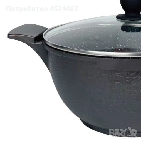 Комплект от 3 тенджери Cheffinger с мраморно покритие 20/24/28 см с капаци, снимка 4 - Прибори за хранене, готвене и сервиране - 53817671