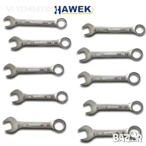 Комплект къси ключове 10-19 мм HAWEK HW-5101S-P, снимка 2 - Ключове - 49422942