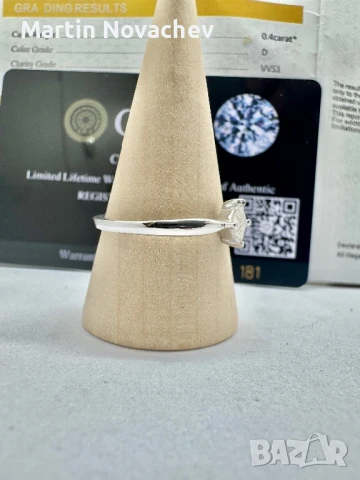 Сребърен пръстен с мойсанит (Диамант) 0.4 карата, снимка 4 - Пръстени - 50813877