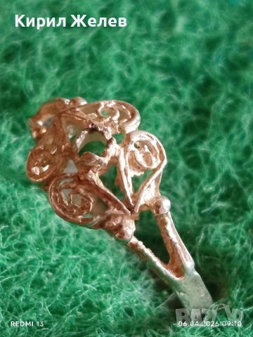 Сребърен пръстен филигранна изработка възрожденски стил 26304, снимка 3 - Пръстени - 54104048