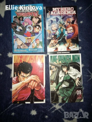 Manga books: My Hero Academia,6/20. One Punch man,9/11