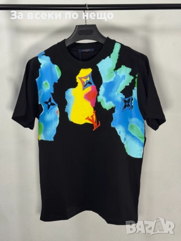 Louis Vuitton Мъжка Черна Тениска👕Мъжка Блуза С Къс Ръкав В Черен Цвят Код V.B.12