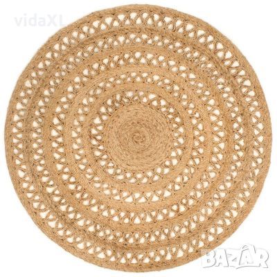 vidaXL Ръчно плетен килим, юта, 150 см, кръгъл.SKU:344951, снимка 1 - Килими - 46171613