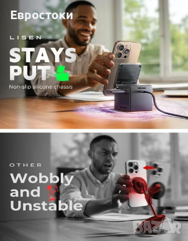 LISEN 3-в-1 зарядна станция, безжична зарядна станция за Magsafe, сгъвам дизайн тип Cube, снимка 5 - Безжични зарядни - 50833197