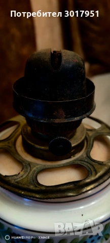 Стара керамична,рисувана,газена лампа..., снимка 5 - Антикварни и старинни предмети - 53806937