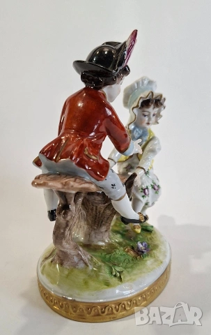 Порцеланова фигурка с момче и момиче на люлка - Volkstedt, Германия, снимка 2 - Статуетки - 53738958