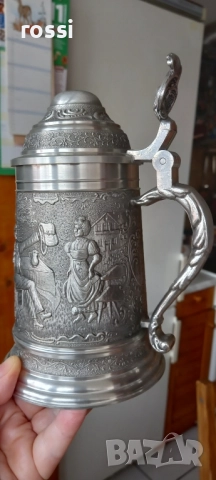 Vintage. Нова. Немска калаена халба Lindenwirtin 650 мл.