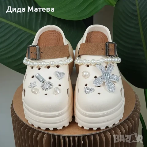 Бежови дамски чехли тип крокс, снимка 1