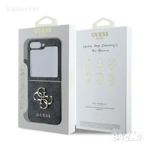 Оригинален кейс Guess Leather 4G Metal Logo, За Samsung Galaxy Z Flip6, Черен, снимка 6 - Калъфи, кейсове - 47985256