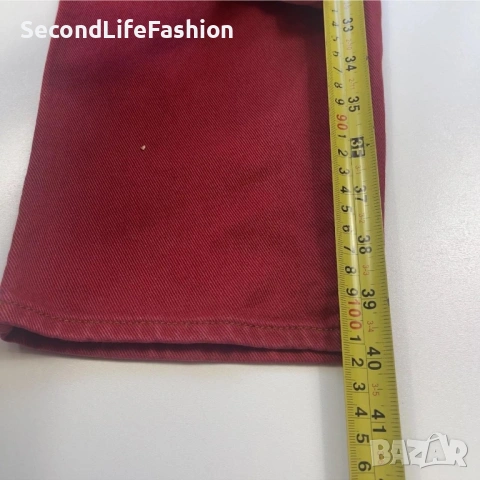 Винтидж дамски червени дънки United Colors of Benetton размер 40 S, снимка 8 - Дънки - 53270787