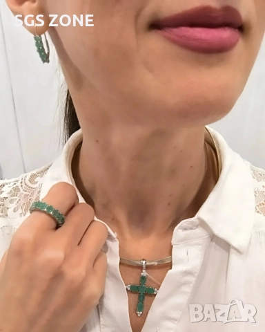 сребърни обеци с изумруди, рубини и сапфири, снимка 6 - Обеци - 51758284