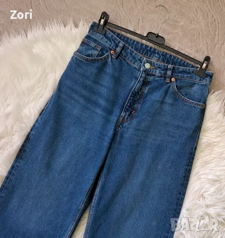 Дънки с широк крачол и висока талия и надпис, снимка 4 - Дънки - 49767577