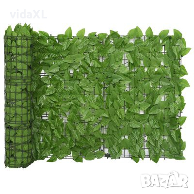 vidaXL Балконски параван със зелени листа, 600x75 см(SKU:315498, снимка 1 - Други - 45054112