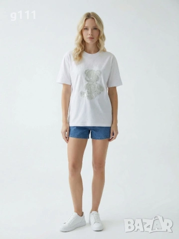 Тениска мече с пайети, снимка 2 - Тениски - 53906267