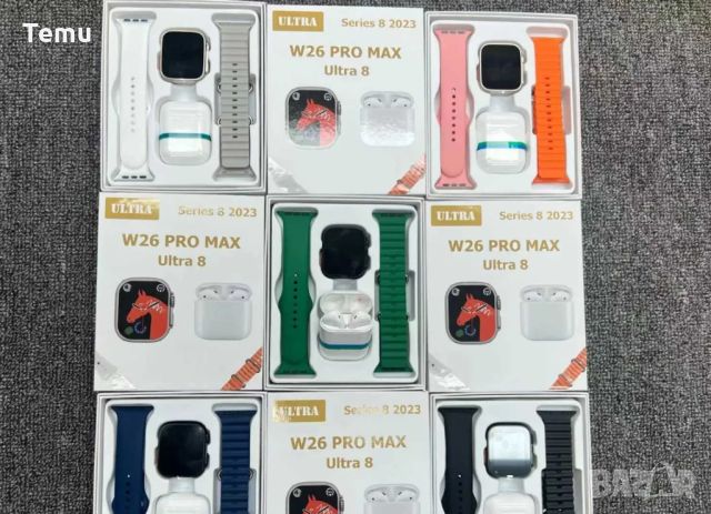 Комплект Smart часовник + TWS слушалки W26 Pro Max ULTRA / Цвят: Черен /няма ЮСБ накрайника директно, снимка 10 - Смарт часовници - 45681476