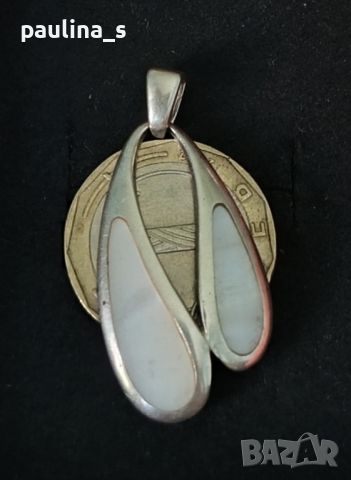 Масивна сребърна висулка / педантив със седеф / проба 925 , снимка 6 - Колиета, медальони, синджири - 46412949