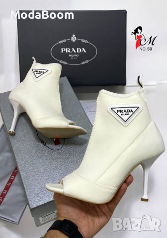 Бели летни боти Prada-GG435i, снимка 2 - Дамски боти - 46782685