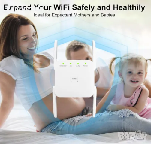 Усилвател WiFi Extender Booster, 1200Mbps 2.4GHz/5GHz, двулентов WiFi усилвател на обхвата, снимка 4 - Мрежови адаптери - 47816322