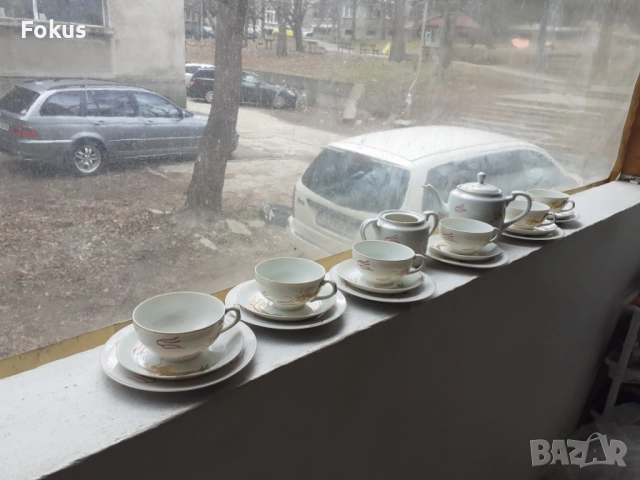 Японски порцеланов сервиз за кафе дракони - холограм ГЕЙША, снимка 2 - Антикварни и старинни предмети - 51524113