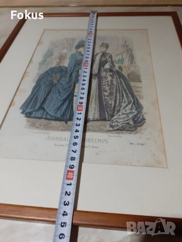 Стара цветна антикварна гравюра в рамка подписана, снимка 6 - Антикварни и старинни предмети - 53346968