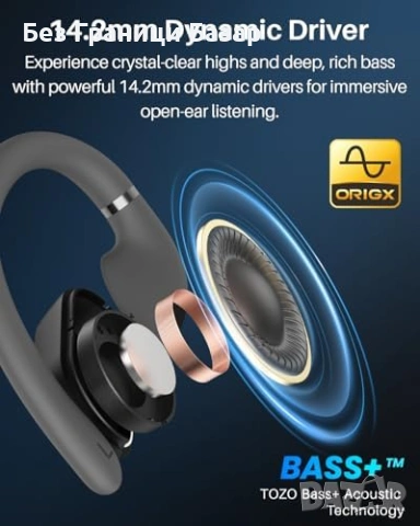 Нови Open Ear Слушалки TOZO 38 Часа Батерия ENC 60ms Дисплей кейс за музика спорт, снимка 4 - Bluetooth слушалки - 54226796