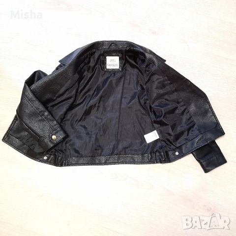 Детско черно кожено яке байкър за момиче De Facto размер 128/134, снимка 4 - Детски якета и елеци - 53702379