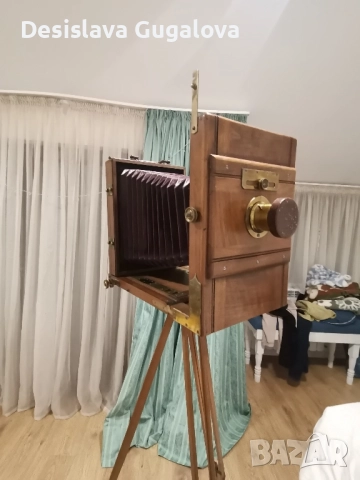 Античен дървен фотоапарат с мех, снимка 4 - Антикварни и старинни предмети - 52915002