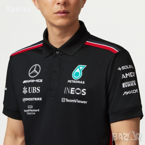 Mercedes AMG F1 Team Polo - Оригинална мъжка тениска с яка, снимка 6 - Тениски - 52939042