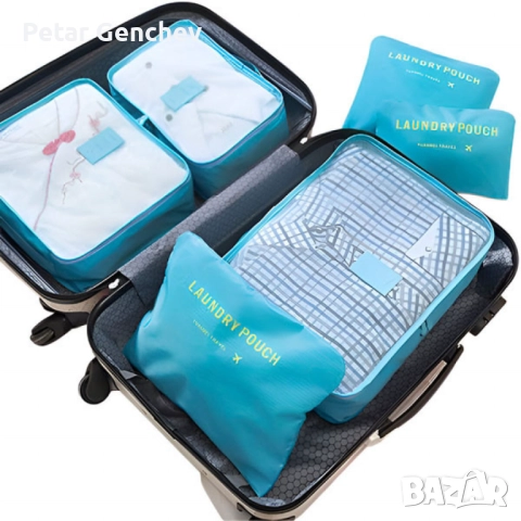 Комплект органайзер за багаж с 6 чанти за подреден и лесен транспорт, снимка 4 - Чанти - 52892638