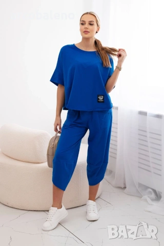 Дамски памучен комплект блуза + панталон, 11цвята , снимка 3 - Комплекти - 46468554