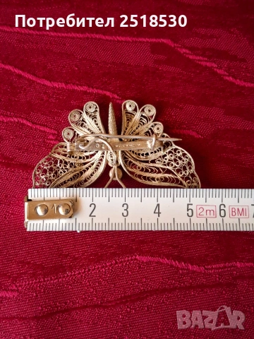 Сребърна пеперуда-филигран, снимка 4 - Колиета, медальони, синджири - 53494759