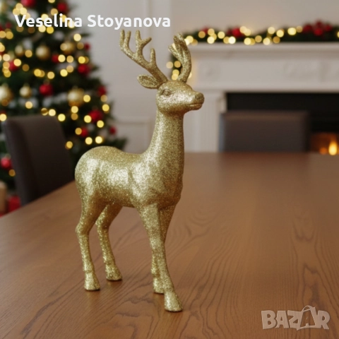 Декоративен Коледен Елен – Златист или Бял, с луксозни празнични детайли ✨, снимка 2 - Декорация за дома - 52639148
