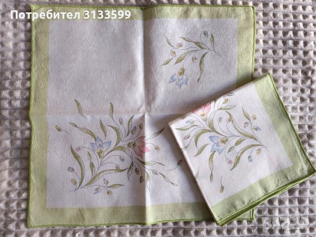 Комплект от 6 броя салфетки от плат с флорални мотиви , снимка 3 - Покривки за маси - 46389900