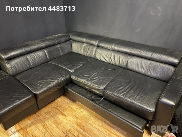 Кожен диван Г образен, снимка 3 - Дивани и мека мебел - 53602842
