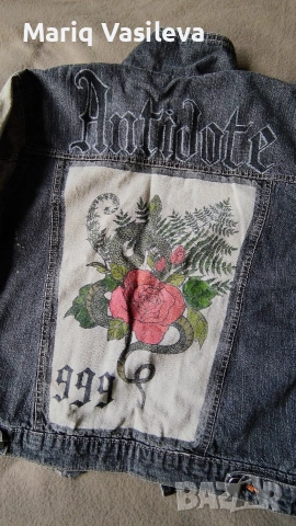 Ръчно рисувано дънково яке, снимка 2 - Якета - 53354990