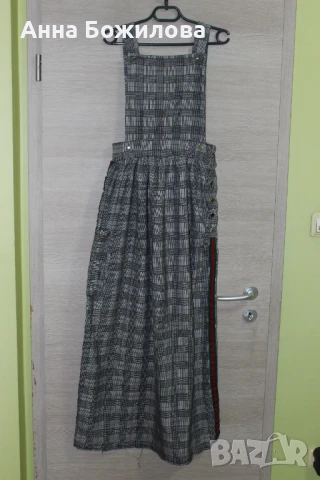 Дълга черно-бяла карирана рокля - сукман GIWEEN + ПОДАРЪК | Long checkered dress + A GIFT, снимка 3 - Рокли - 50443112