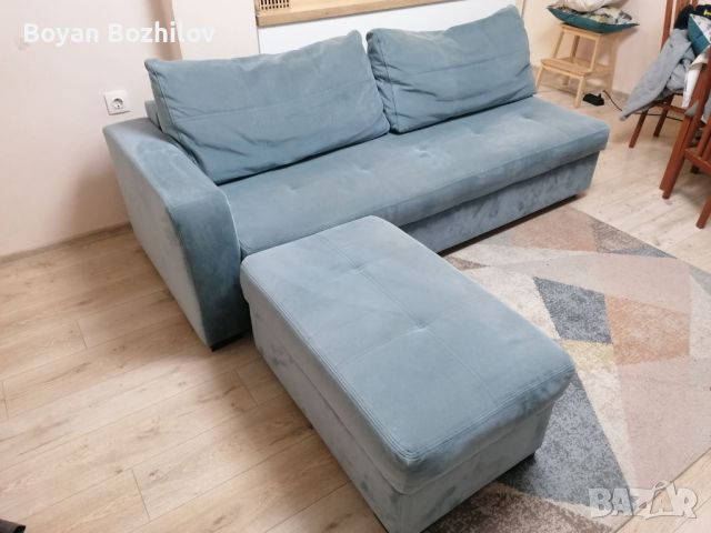 Комплект холна гарнитура - разтегателен диван + таборетка, снимка 1