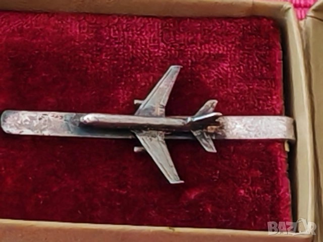 Стара сребърна игла за вратовръзка, Самолет. , снимка 10 - Колиета, медальони, синджири - 51665604