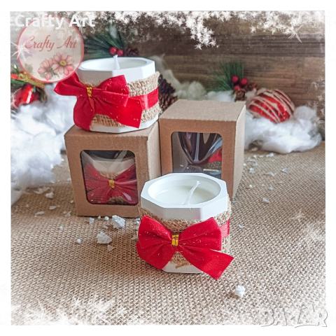 Ароматни коледни свещи в керамична кашпа , снимка 6 - Декорация за дома - 51980070