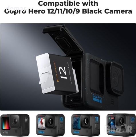 K&F Concept Gopro Hero 2 батерии и 3-канално зарядно устройство, снимка 3 - Батерии, зарядни - 45301549