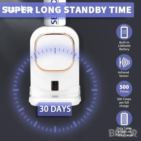 НОВ автоматичен дозатор / диспенсър за паста за зъби USB type C 1200Mah, монтиран на стената, снимка 8 - Пелени, памперси - 50494823