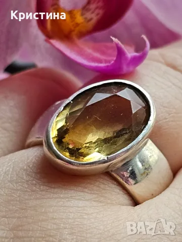 Марков сребърен пръстен с Цитрин , снимка 1