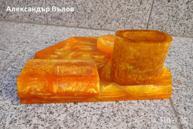 Стар Десктоп от Български Каталин Бюро Писалище Тежък, снимка 7 - Антикварни и старинни предмети - 51797264